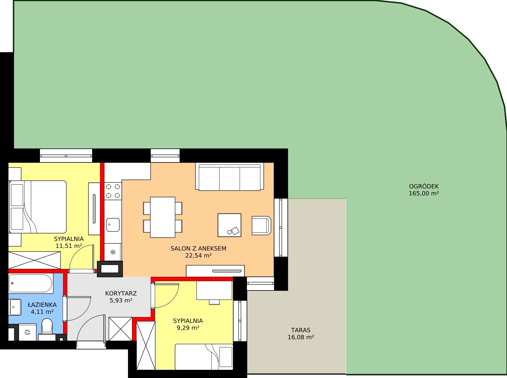 Zalety mieszkania 53.38 m², B3.3