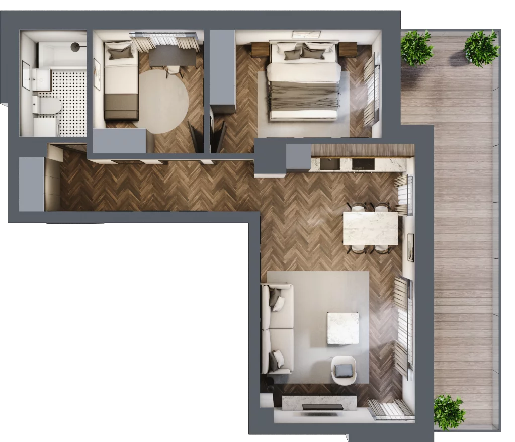 3 pokoje, mieszkanie 55,45 m², piętro 2, oferta nr B3.8, Załęże Premium, Rzeszów, Załęże, ul. Świętego Floriana
