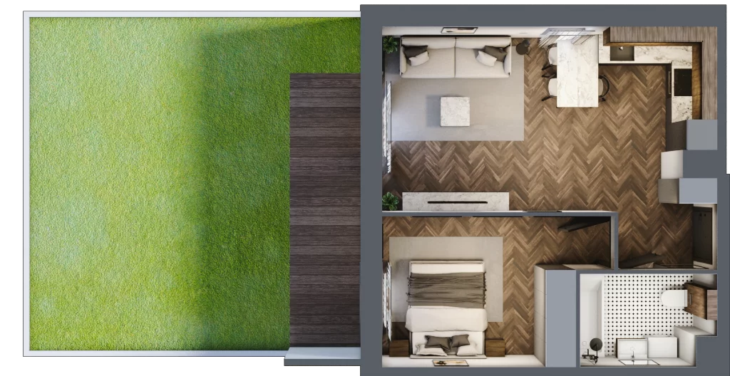 2 pokoje, mieszkanie 42,01 m², parter, oferta nr C.2, Trakt Królewski - Budynek C, Grójec, ul. Mikołaja Reja 9