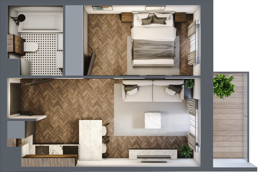 2 pokoje, mieszkanie 34,27 m², piętro 1, oferta nr C.14, Trakt Królewski - Budynek C, Grójec, ul. Mikołaja Reja 9