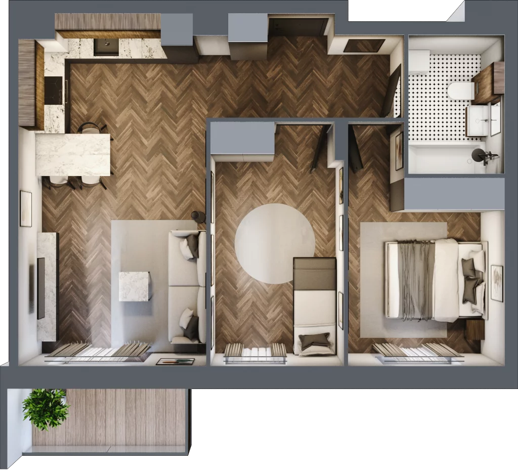 3 pokoje, mieszkanie 55,59 m², piętro 2, oferta nr C.19, Trakt Królewski - Budynek C, Grójec, ul. Mikołaja Reja 9