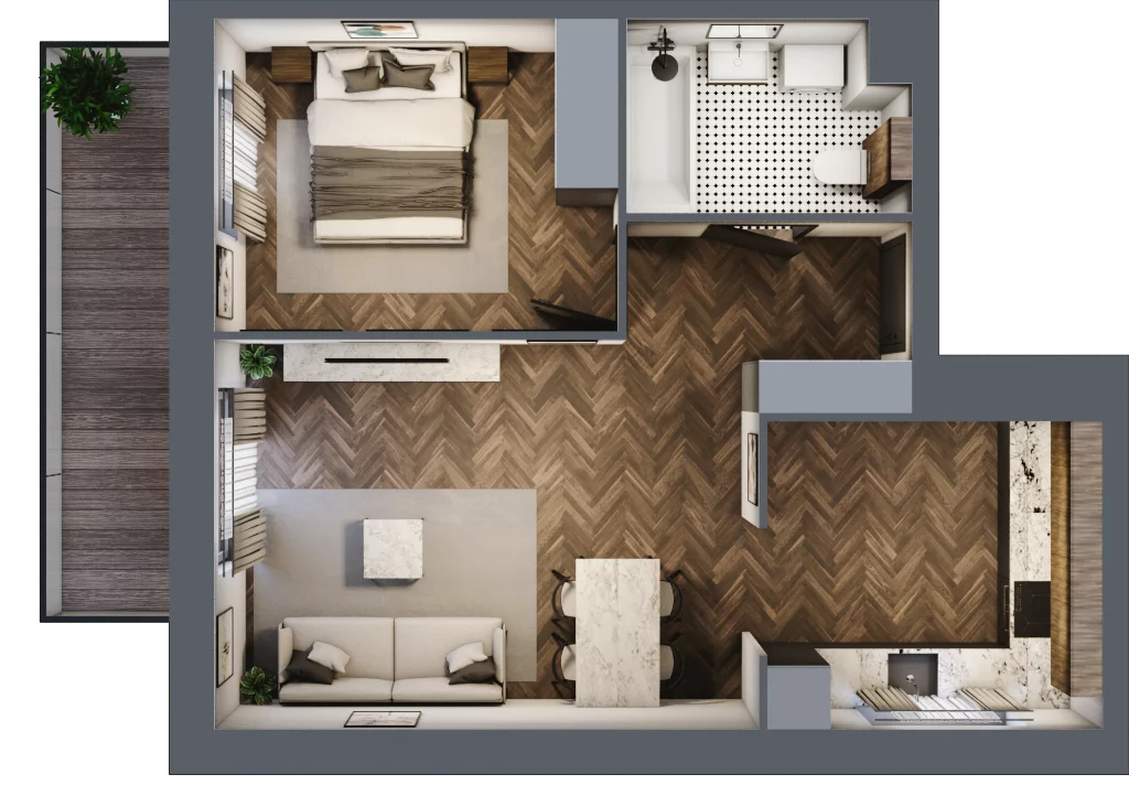 2 pokoje, mieszkanie 44,93 m², piętro 2, oferta nr C.26, Trakt Królewski - Budynek C, Grójec, ul. Mikołaja Reja 9