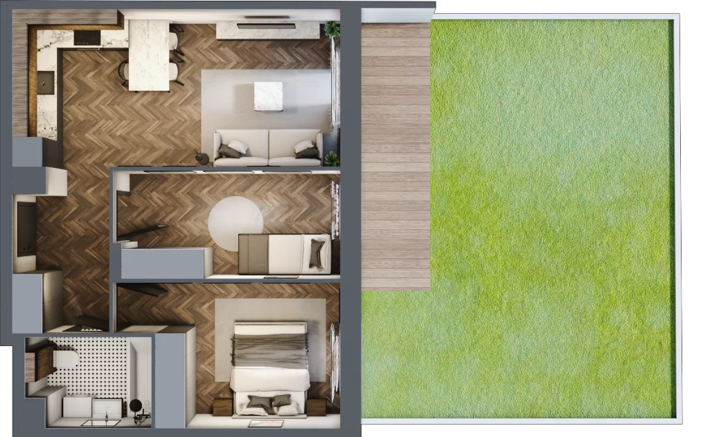 3 pokoje, mieszkanie 52,02 m², parter, oferta nr C.6, Trakt Królewski - Budynek C, Grójec, ul. Mikołaja Reja 9