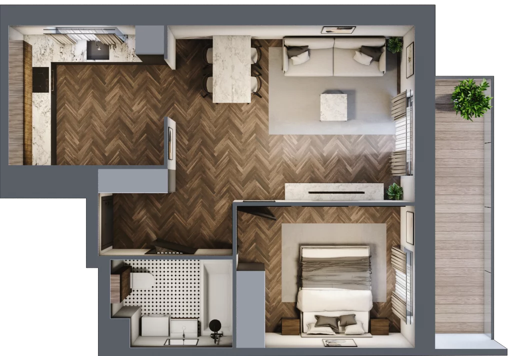 2 pokoje, mieszkanie 46,61 m², piętro 1, oferta nr C.12, Trakt Królewski - Budynek C, Grójec, ul. Mikołaja Reja 9