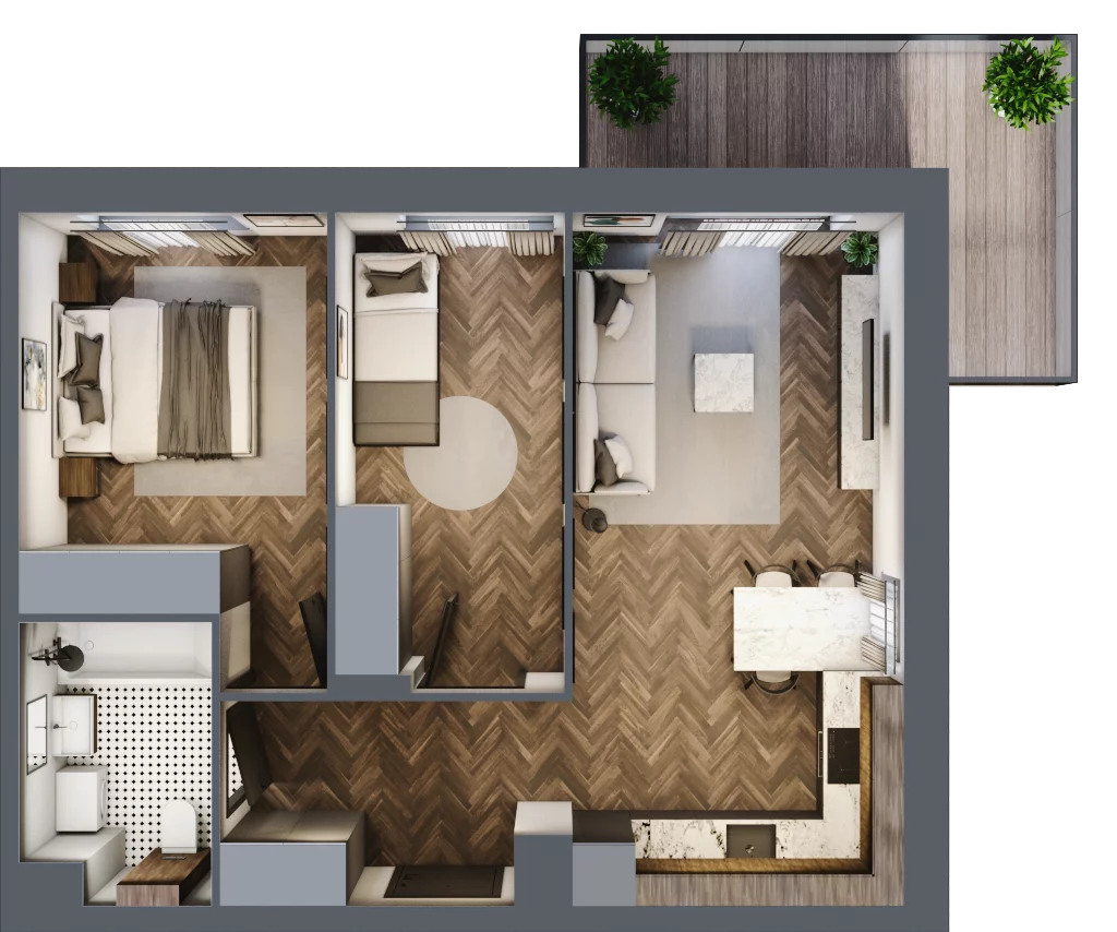3 pokoje, mieszkanie 52,41 m², piętro 2, oferta nr C.25, Trakt Królewski - Budynek C, Grójec, ul. Mikołaja Reja 9