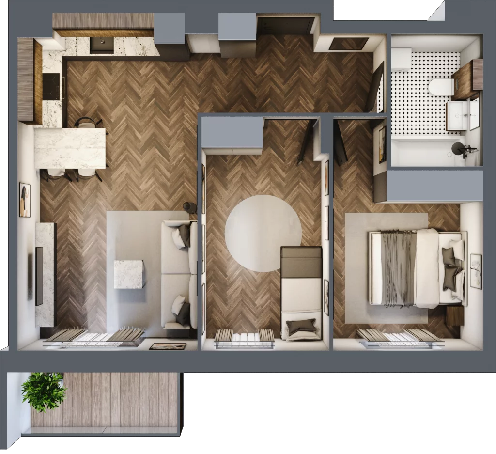3 pokoje, mieszkanie 55,59 m², piętro 1, oferta nr C.10, Trakt Królewski - Budynek C, Grójec, ul. Mikołaja Reja 9