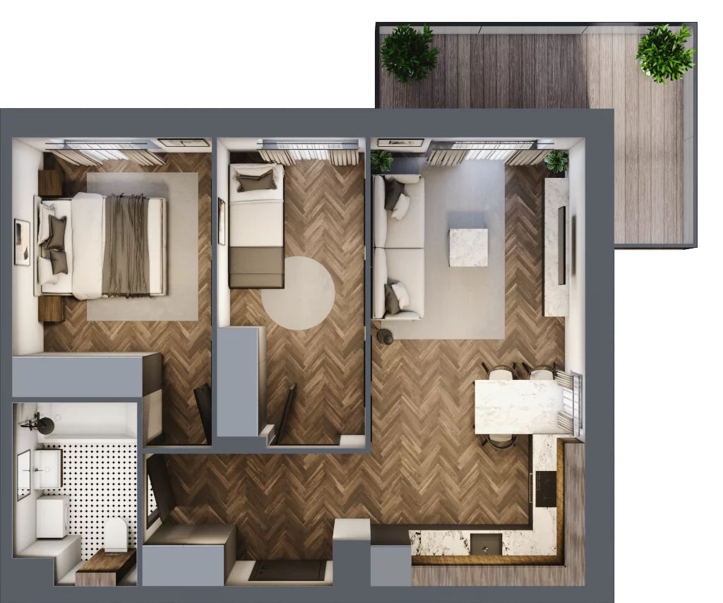 3 pokoje, mieszkanie 52,41 m², piętro 1, oferta nr C.16, Trakt Królewski - Budynek C, Grójec, ul. Mikołaja Reja 9