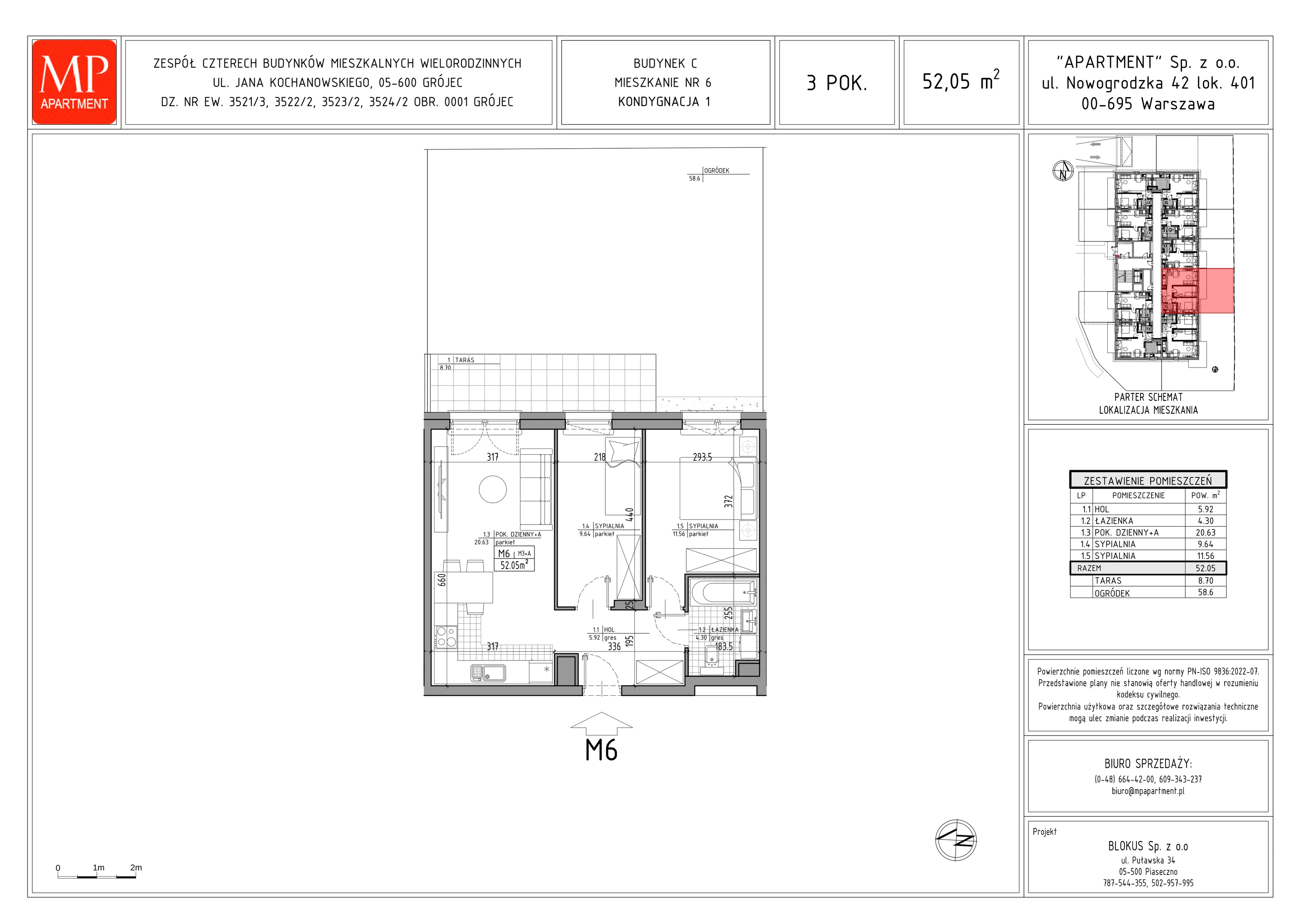 3 pokoje, mieszkanie 52,02 m², parter, oferta nr C.6, Trakt Królewski - Budynek C, Grójec, ul. Mikołaja Reja 9