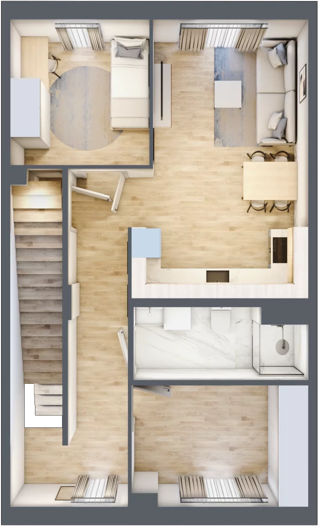 5 pokoi, mieszkanie 96,77 m², piętro 1, oferta nr 2B, Apartamenty Baranówek, Kielce, Barwinek, ul. Chodkiewicza 46A