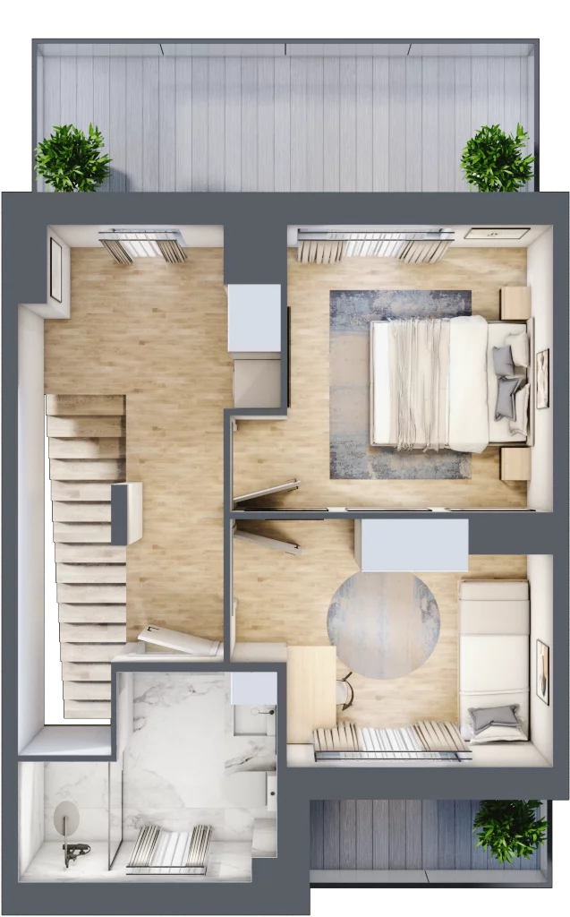 5 pokoi, mieszkanie 96,77 m², piętro 1, oferta nr 2B, Apartamenty Baranówek, Kielce, Barwinek, ul. Chodkiewicza 46A