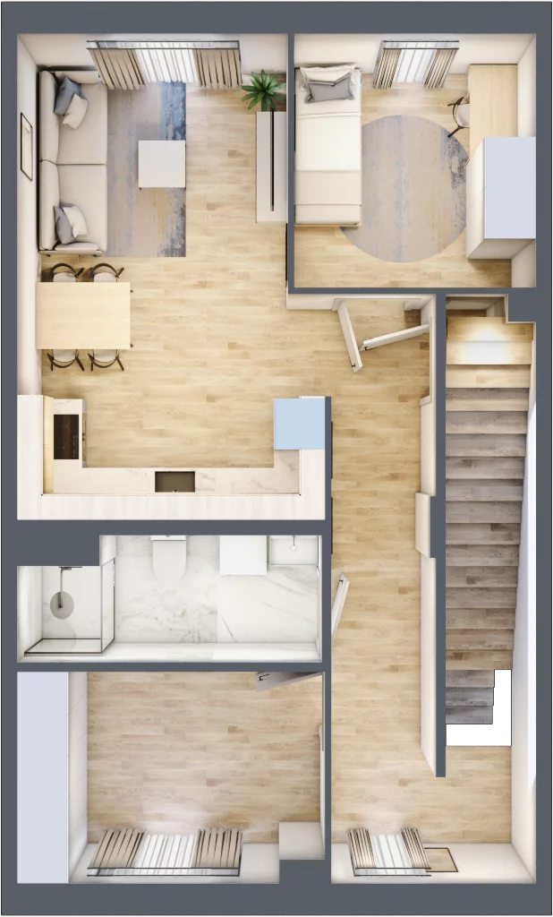 5 pokoi, mieszkanie 96,77 m², piętro 1, oferta nr 4B, Apartamenty Baranówek, Kielce, Barwinek, ul. Chodkiewicza 46A