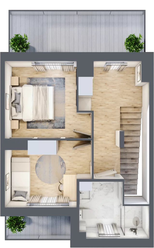 5 pokoi, mieszkanie 96,77 m², piętro 1, oferta nr 4B, Apartamenty Baranówek, Kielce, Barwinek, ul. Chodkiewicza 46A