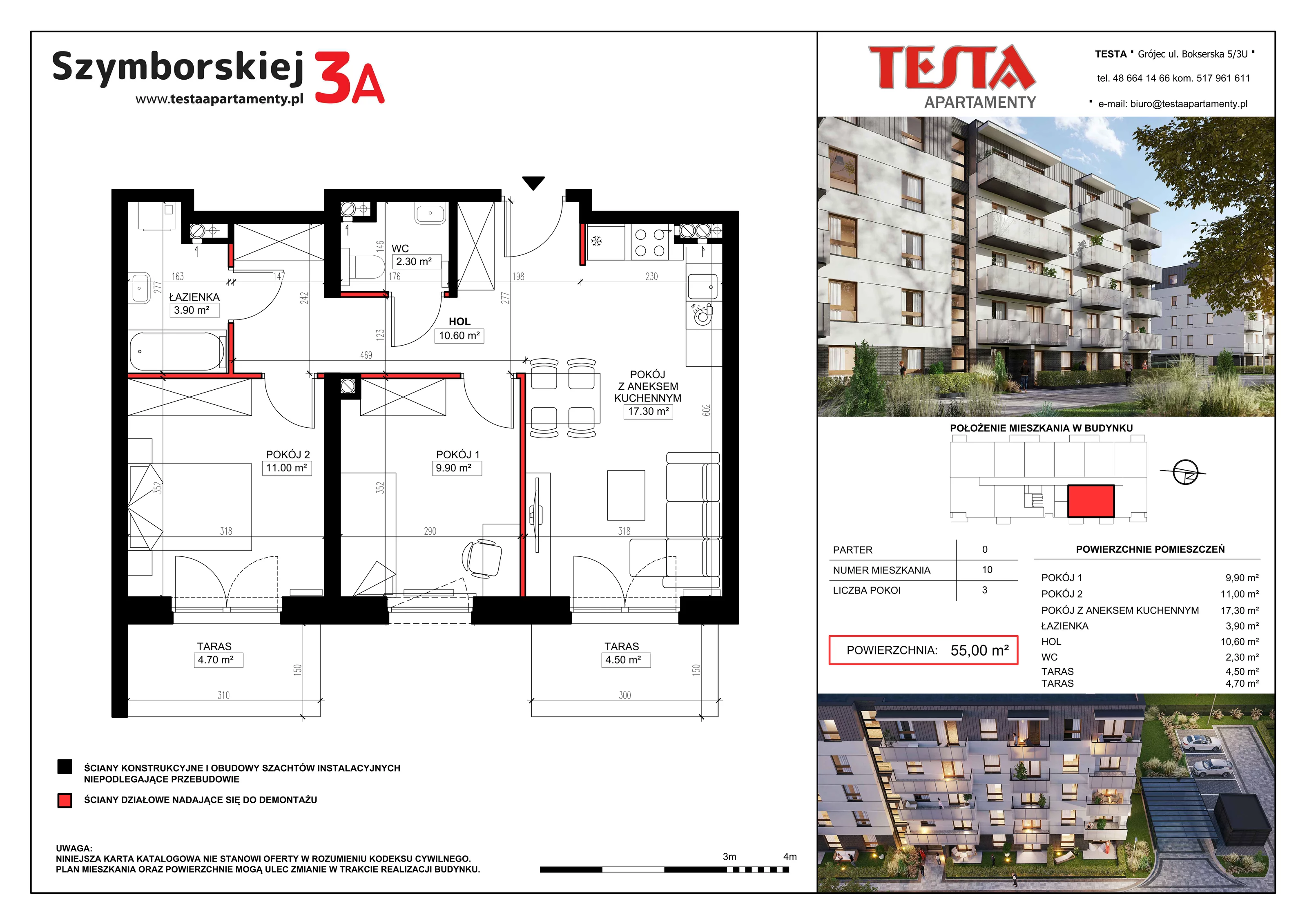 3 pokoje, mieszkanie 55,00 m², parter, oferta nr 3A.10, Szymborskiej 3A i 3B, Grójec, ul. Wisławy Szymborskiej 3