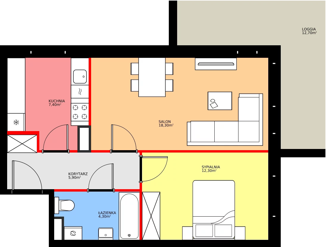 Zalety mieszkania 48.2 m², K1.M47