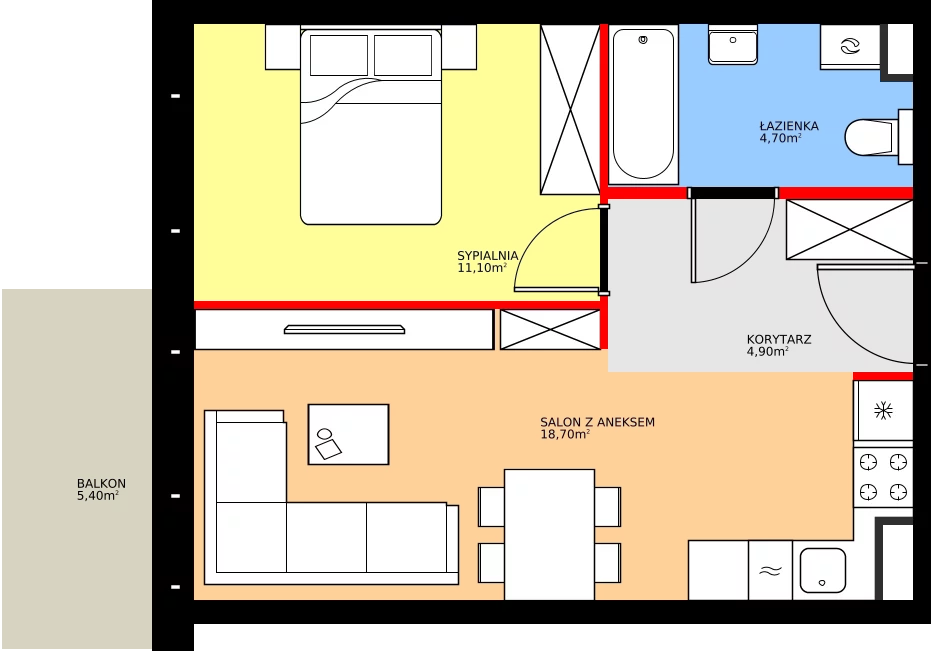 Zalety mieszkania 39.4 m², K2.M80