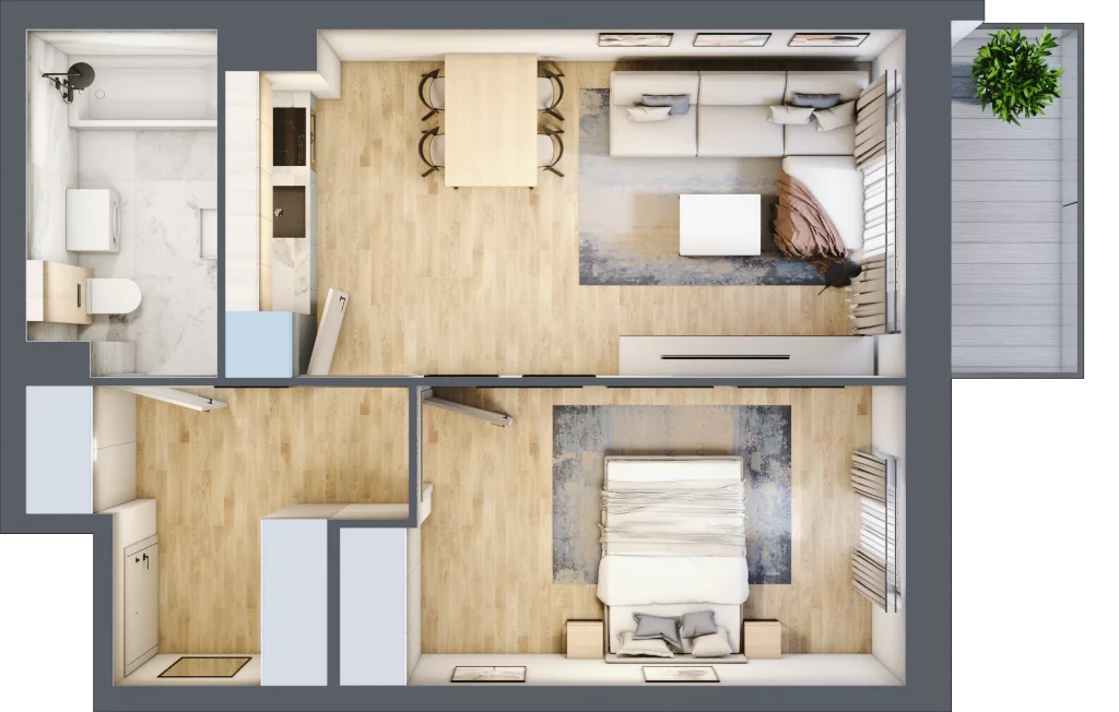 2 pokoje, mieszkanie 44,10 m², piętro 4, oferta nr K2.M102, Kolarska 8, Grójec, ul. Kolarska 8