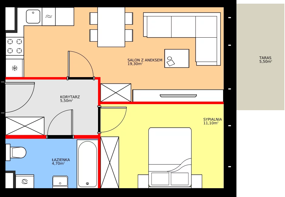 Zalety mieszkania 40.6 m², K1.M9