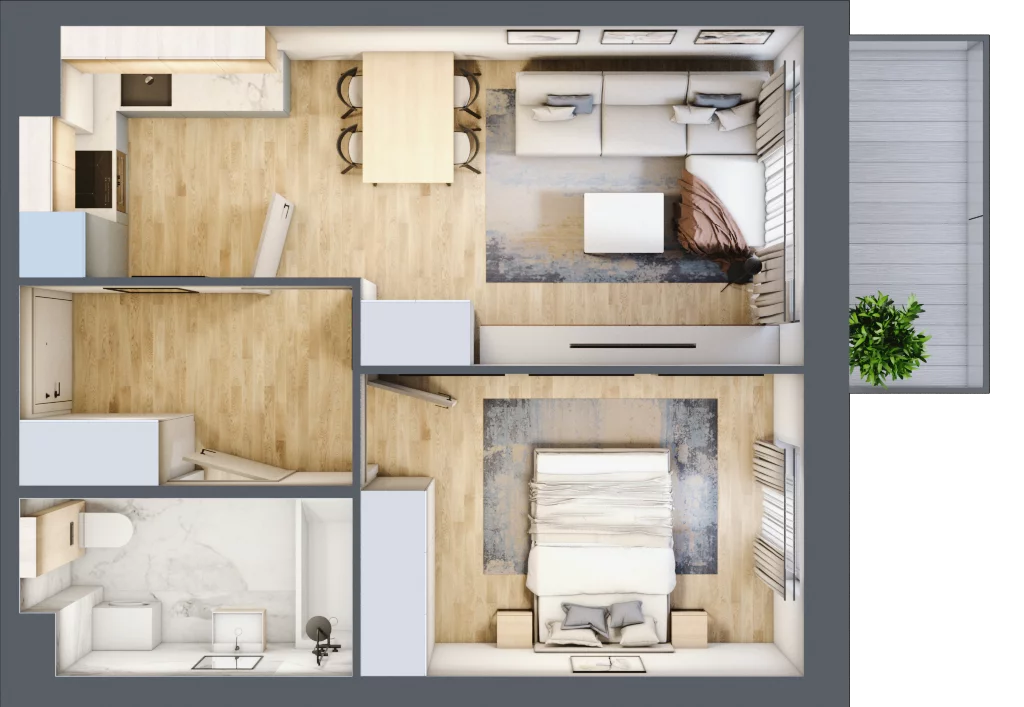 2 pokoje, mieszkanie 40,60 m², parter, oferta nr K1.M9, Kolarska 8, Grójec, ul. Kolarska 8