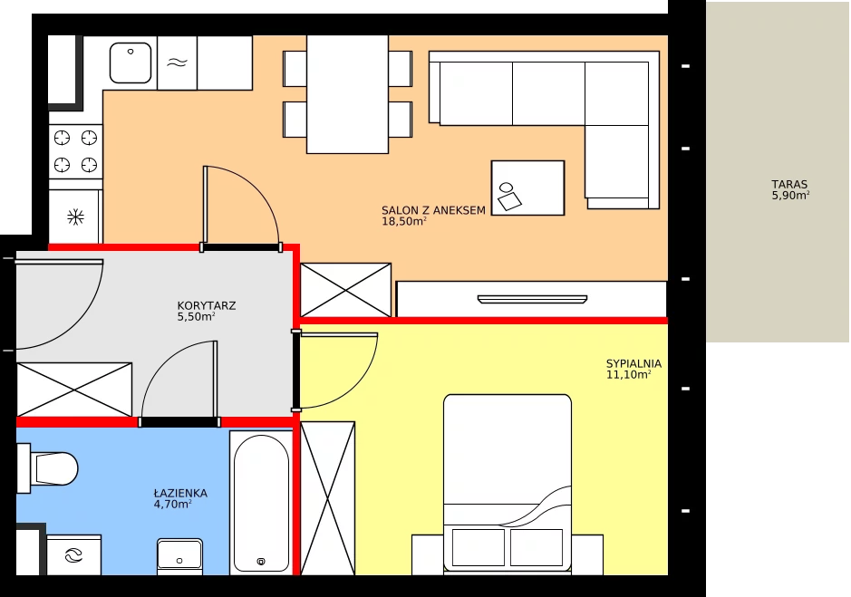 Zalety mieszkania 39.8 m², K2.M67
