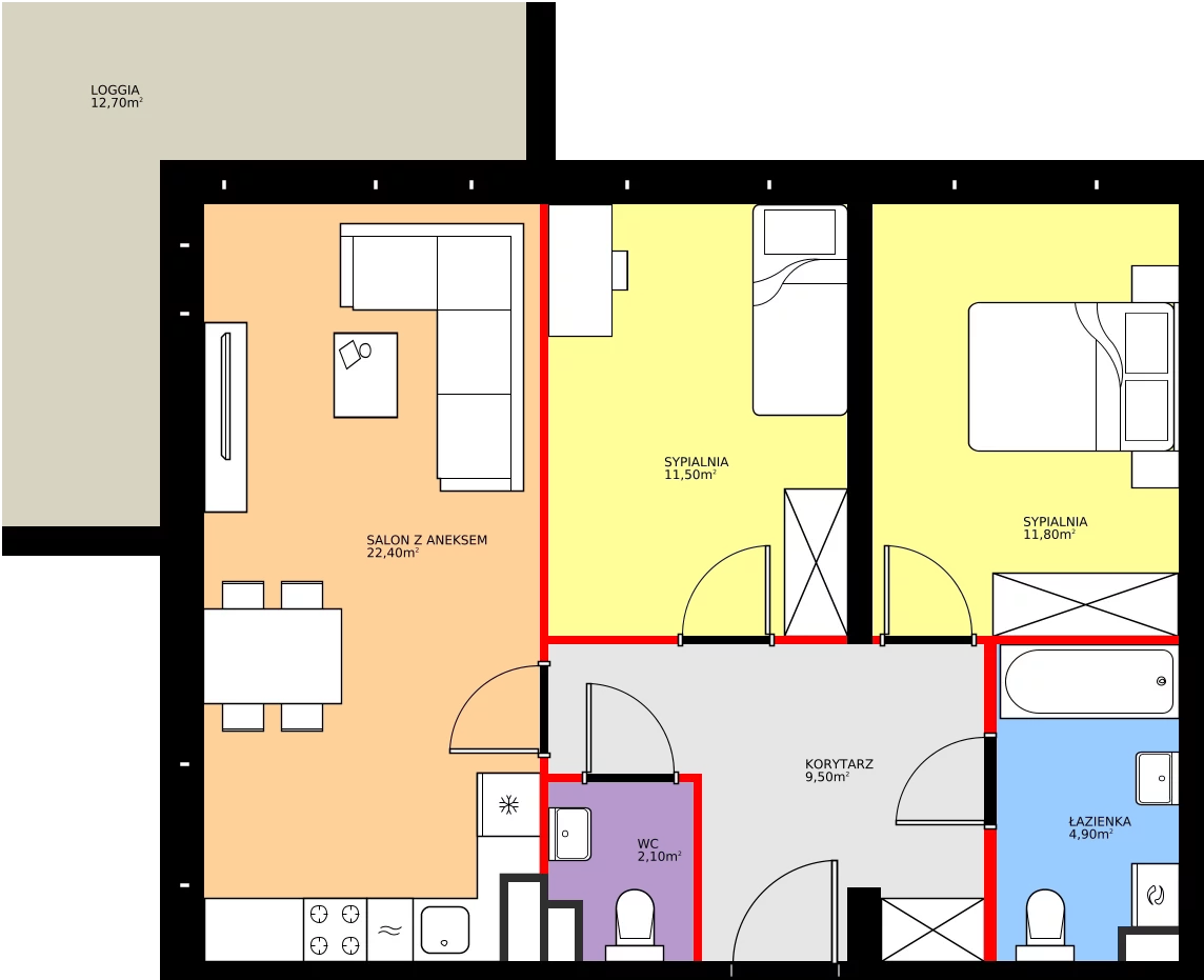 Zalety mieszkania 62.2 m², K2.M79