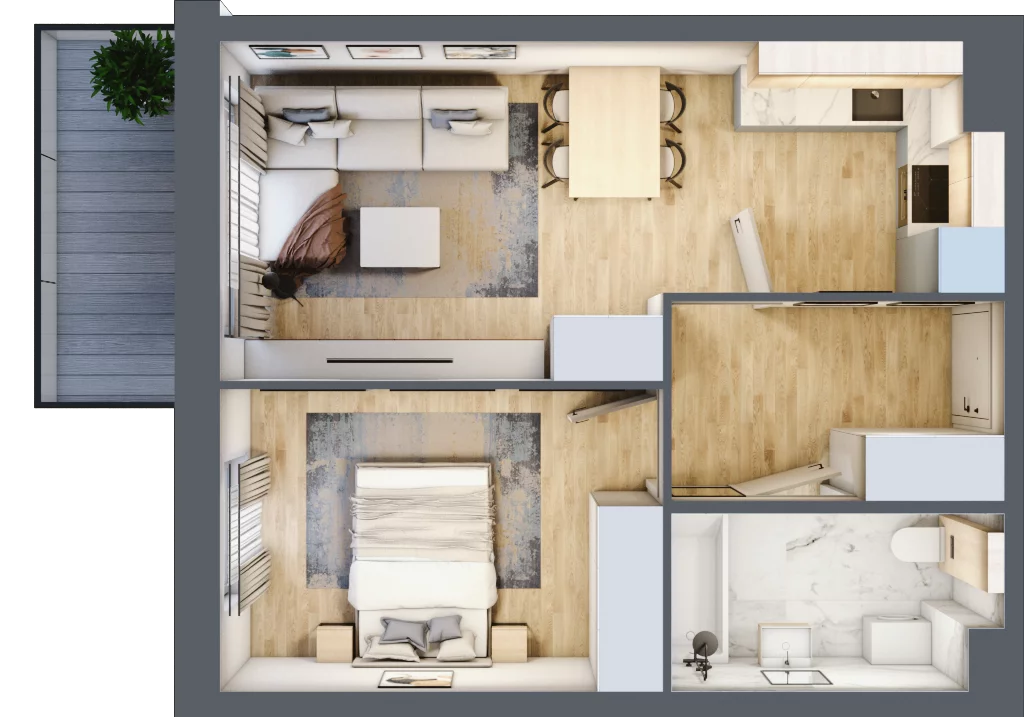 2 pokoje, mieszkanie 40,60 m², parter, oferta nr K1.M4, Kolarska 8, Grójec, ul. Kolarska 8
