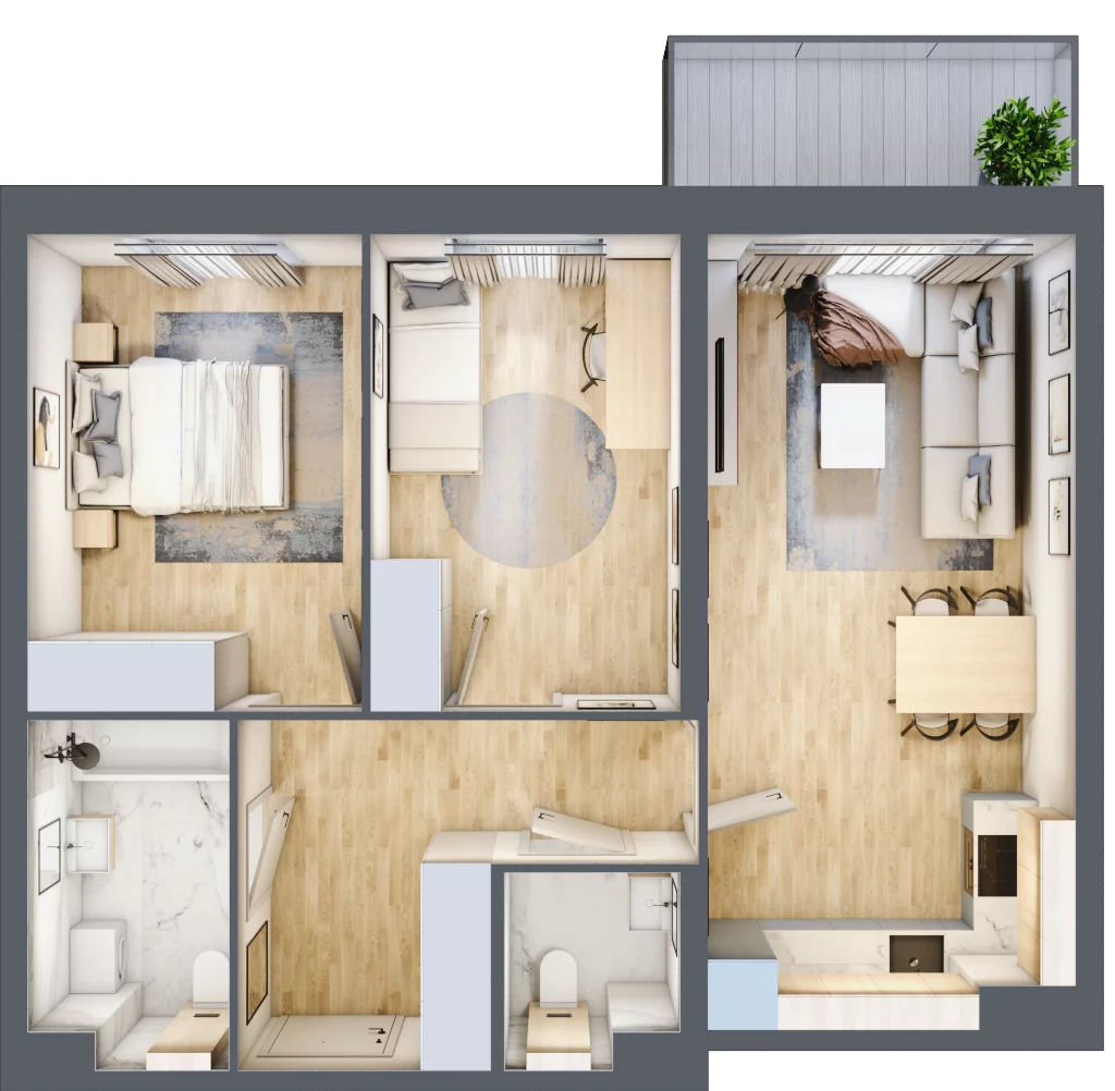 3 pokoje, mieszkanie 59,30 m², parter, oferta nr K1.M5, Kolarska 8, Grójec, ul. Kolarska 8