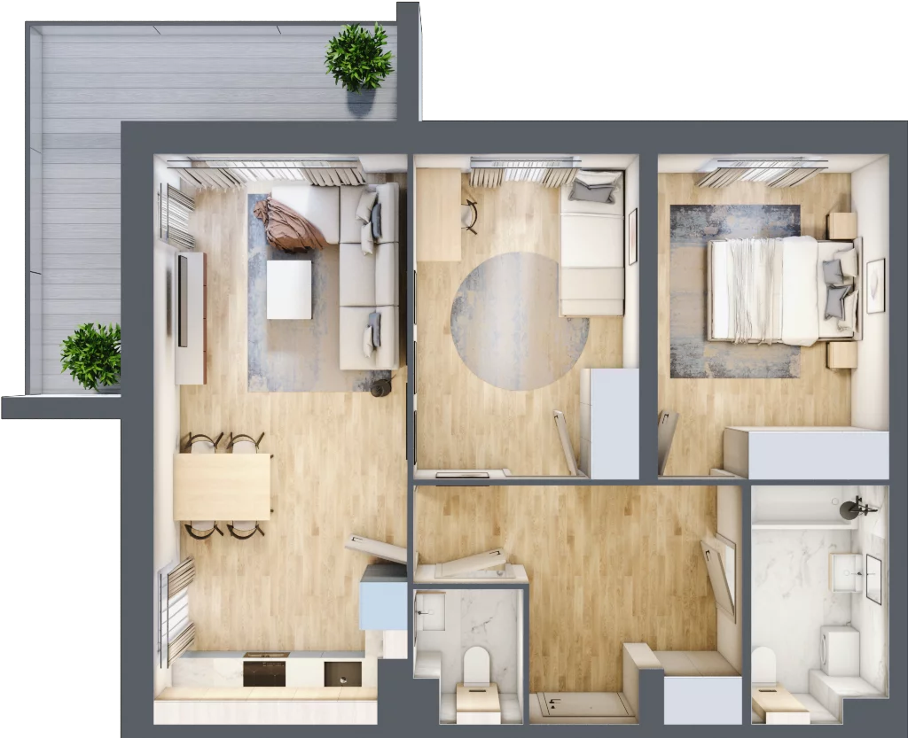 3 pokoje, mieszkanie 62,20 m², piętro 1, oferta nr K2.M70, Kolarska 8, Grójec, ul. Kolarska 8
