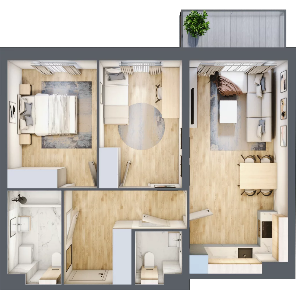 3 pokoje, mieszkanie 59,30 m², piętro 2, oferta nr K1.M25, Kolarska 8, Grójec, ul. Kolarska 8