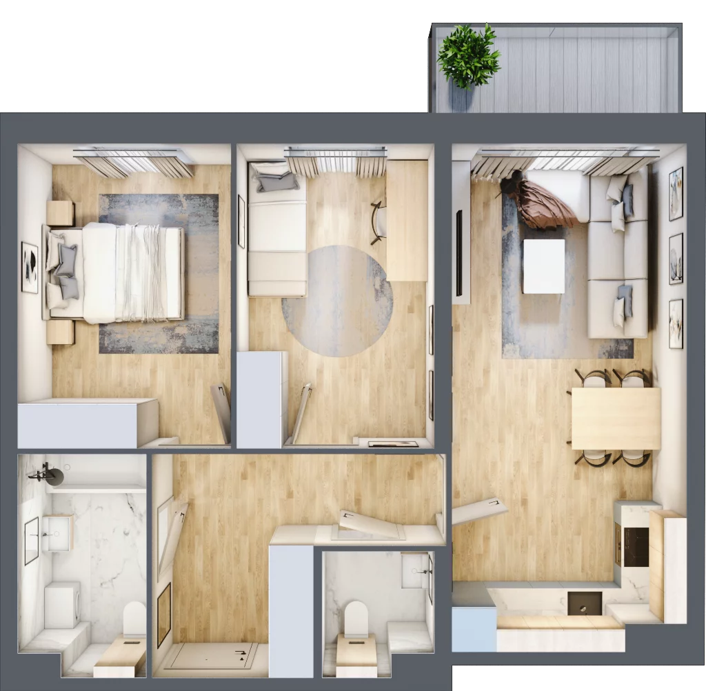 3 pokoje, mieszkanie 59,30 m², piętro 1, oferta nr K1.M15, Kolarska 8, Grójec, ul. Kolarska 8