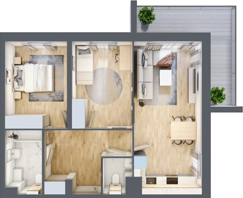 3 pokoje, mieszkanie 62,10 m², piętro 1, oferta nr K1.M16, Kolarska 8, Grójec, ul. Kolarska 8