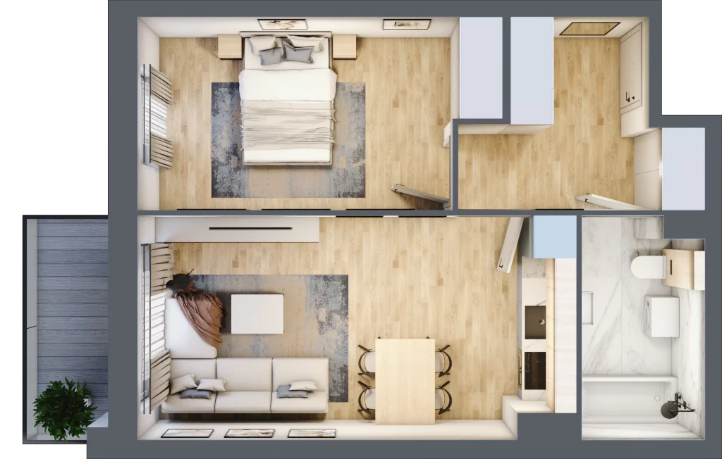 2 pokoje, mieszkanie 44,10 m², piętro 4, oferta nr K1.M42, Kolarska 8, Grójec, ul. Kolarska 8