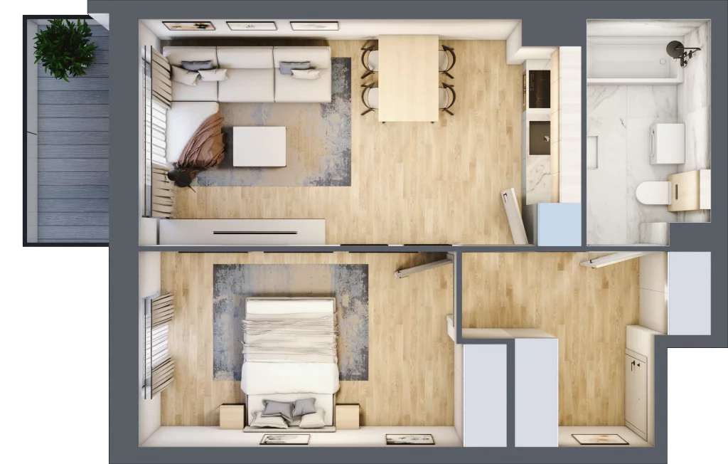 2 pokoje, mieszkanie 44,10 m², piętro 4, oferta nr K2.M101, Kolarska 8, Grójec, ul. Kolarska 8