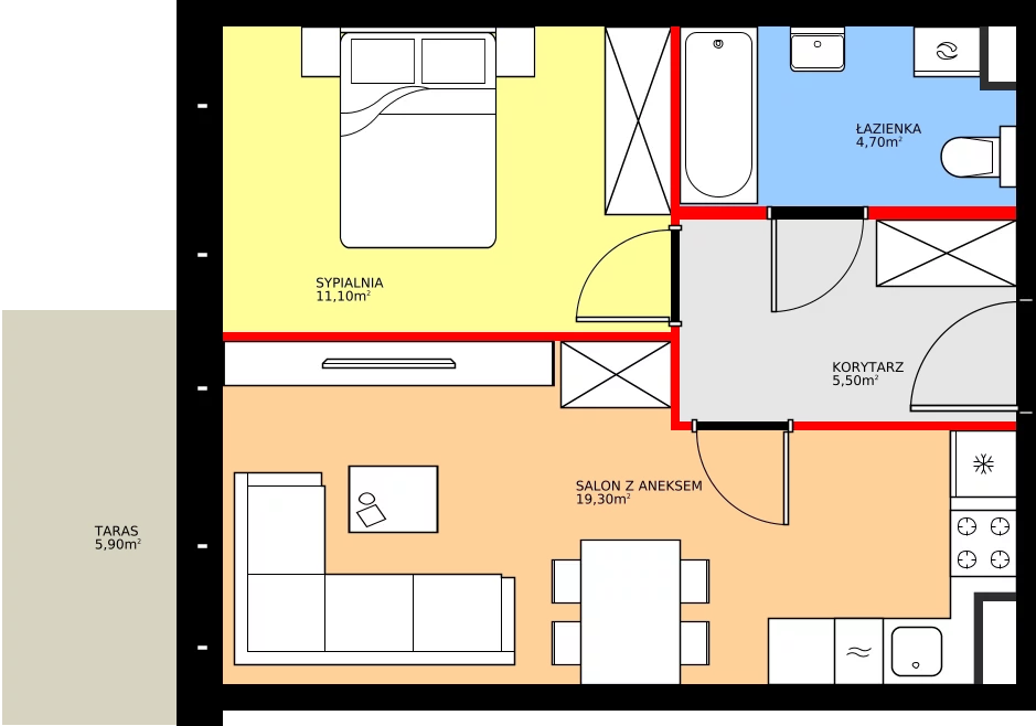 Zalety mieszkania 40.6 m², K2.M64
