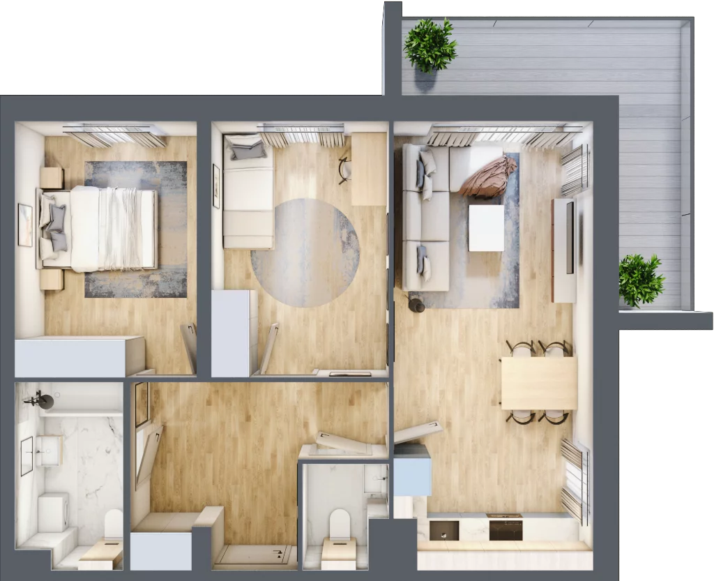 3 pokoje, mieszkanie 62,10 m², piętro 5, oferta nr K1.M56, Kolarska 8, Grójec, ul. Kolarska 8