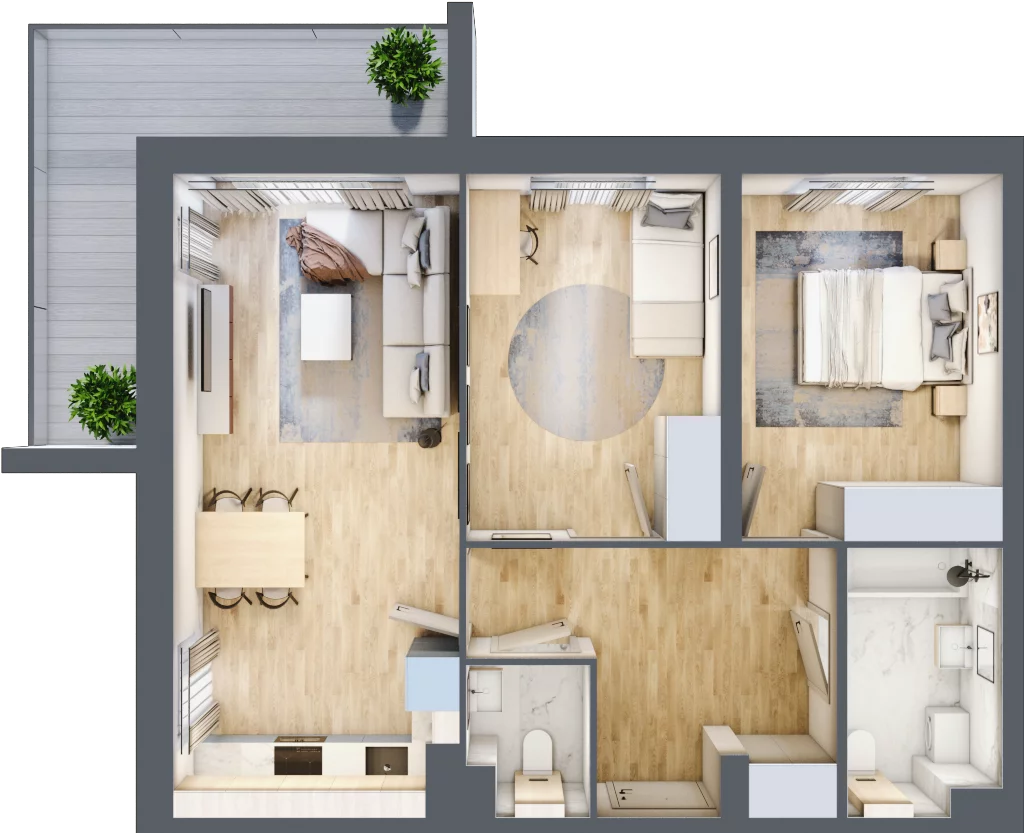 3 pokoje, mieszkanie 62,20 m², piętro 5, oferta nr K2.M106, Kolarska 8, Grójec, ul. Kolarska 8