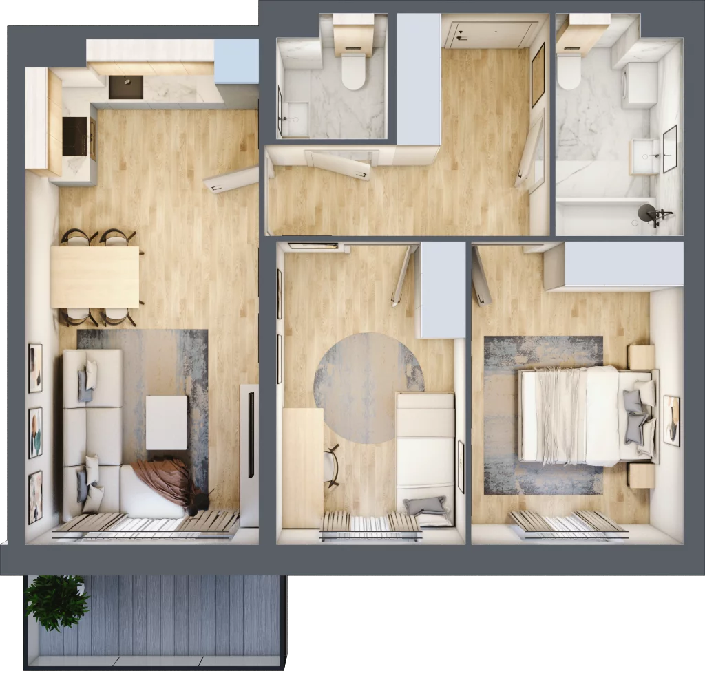 3 pokoje, mieszkanie 58,60 m², parter, oferta nr K2.M60, Kolarska 8, Grójec, ul. Kolarska 8