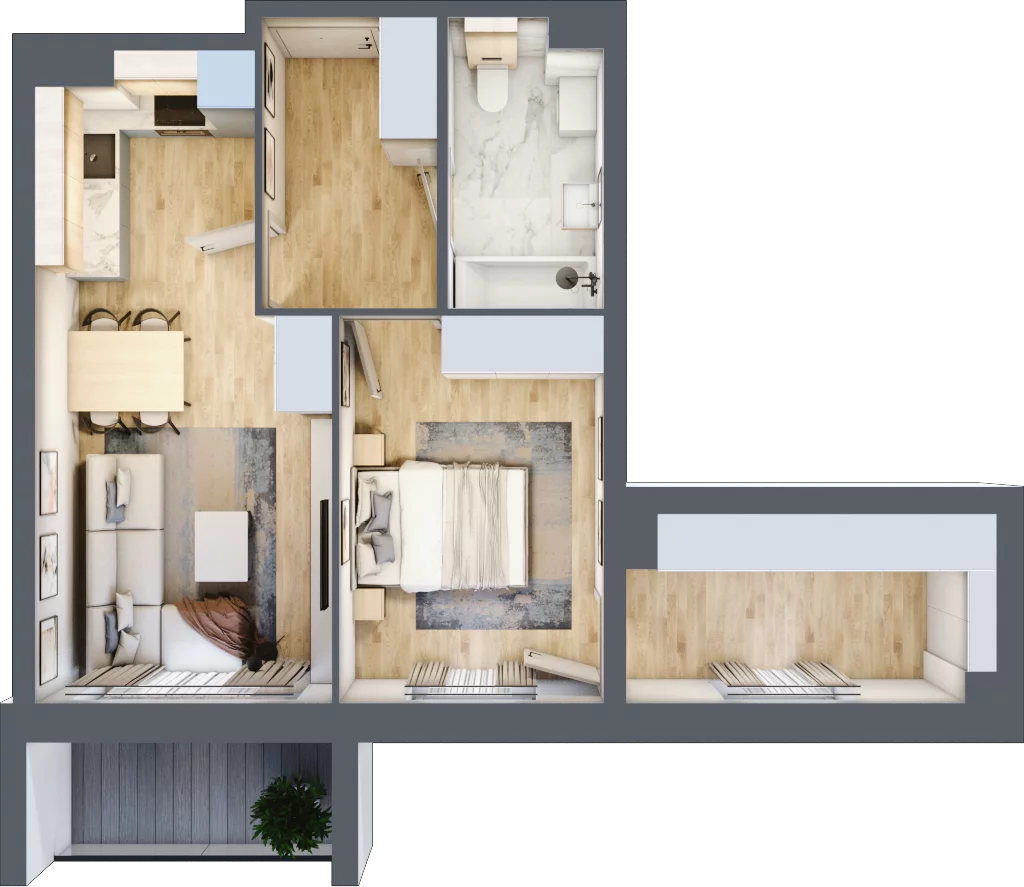 2 pokoje, mieszkanie 47,10 m², piętro 1, oferta nr K1.M10, Kolarska 8, Grójec, ul. Kolarska 8