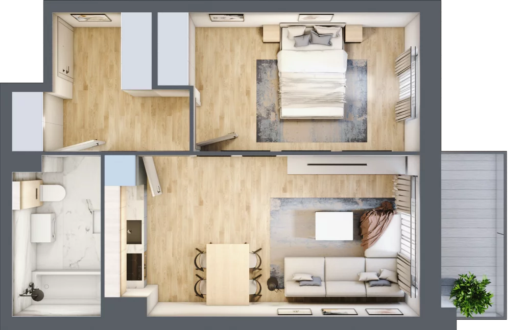 2 pokoje, mieszkanie 44,10 m², parter, oferta nr K1.M2, Kolarska 8, Grójec, ul. Kolarska 8