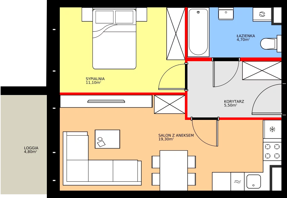Zalety mieszkania 40.6 m², K2.M73