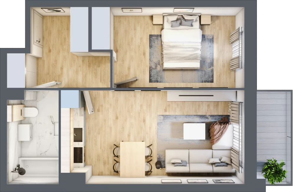 2 pokoje, mieszkanie 44,10 m², piętro 1, oferta nr K1.M11, Kolarska 8, Grójec, ul. Kolarska 8