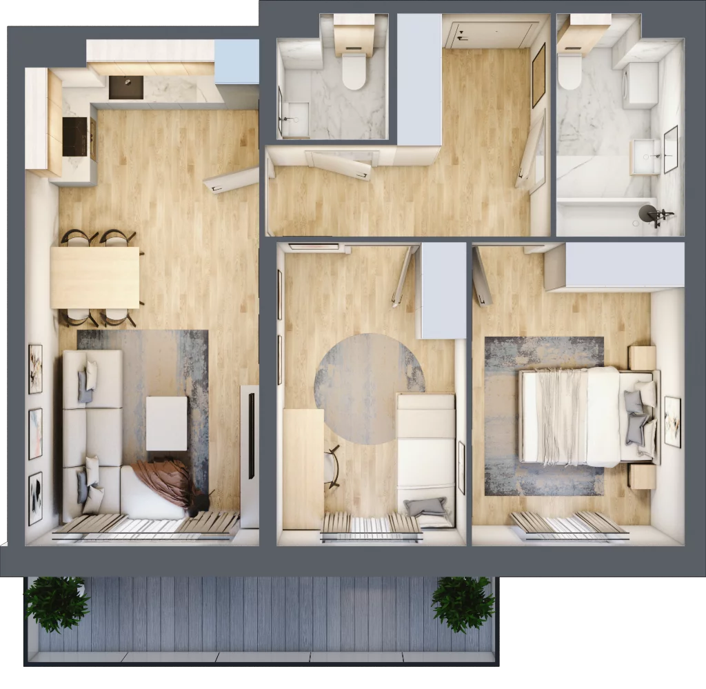3 pokoje, mieszkanie 58,60 m², piętro 5, oferta nr K2.M104, Kolarska 8, Grójec, ul. Kolarska 8