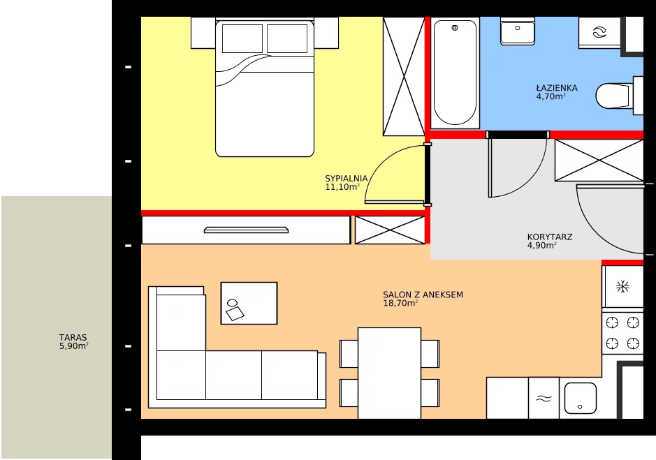 Zalety mieszkania 39.4 m², K2.M63