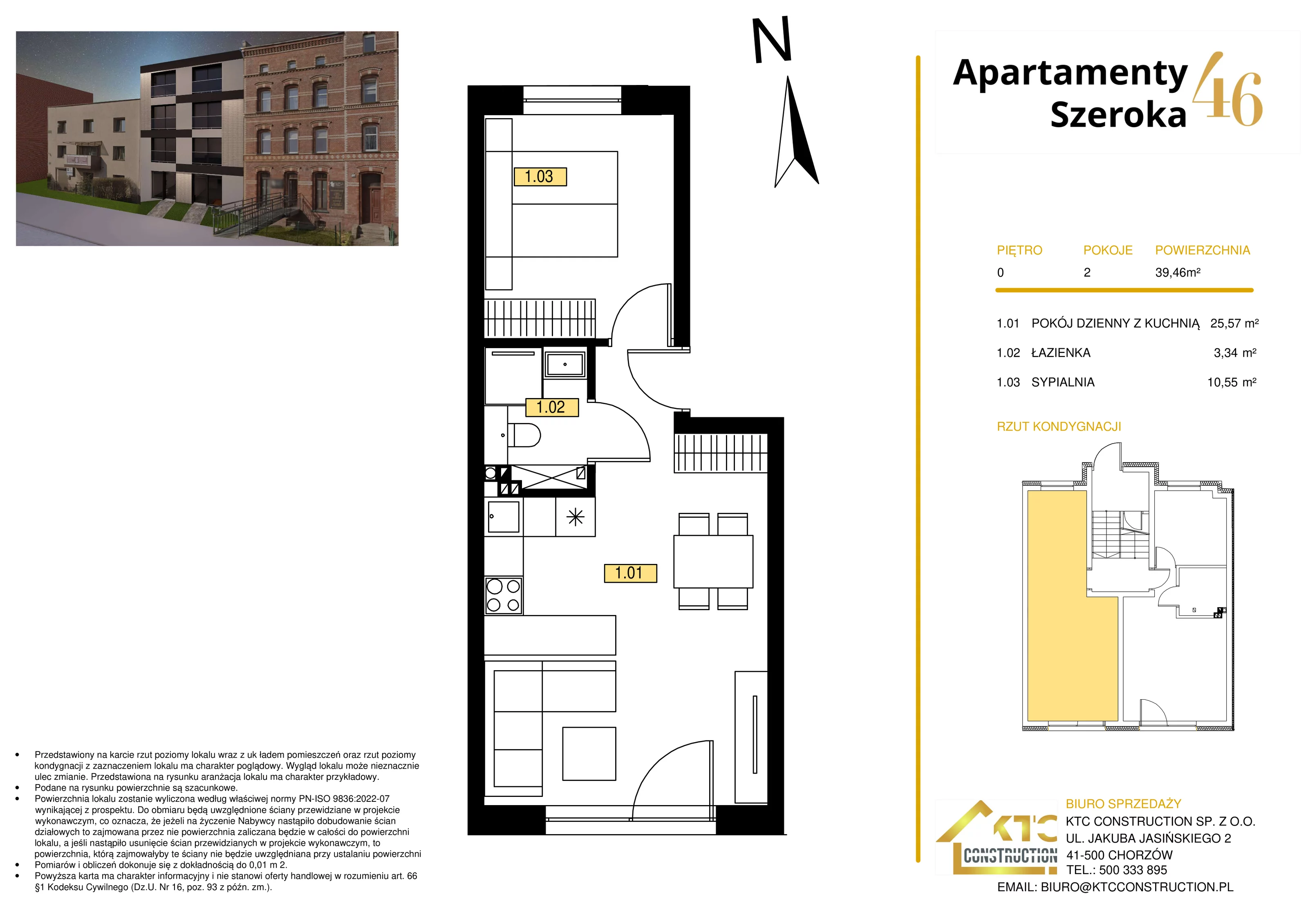 2 pokoje, mieszkanie 38,50 m², parter, oferta nr M1, Apartamenty Szeroka 46, Katowice, Zawodzie, ul. Szeroka 46