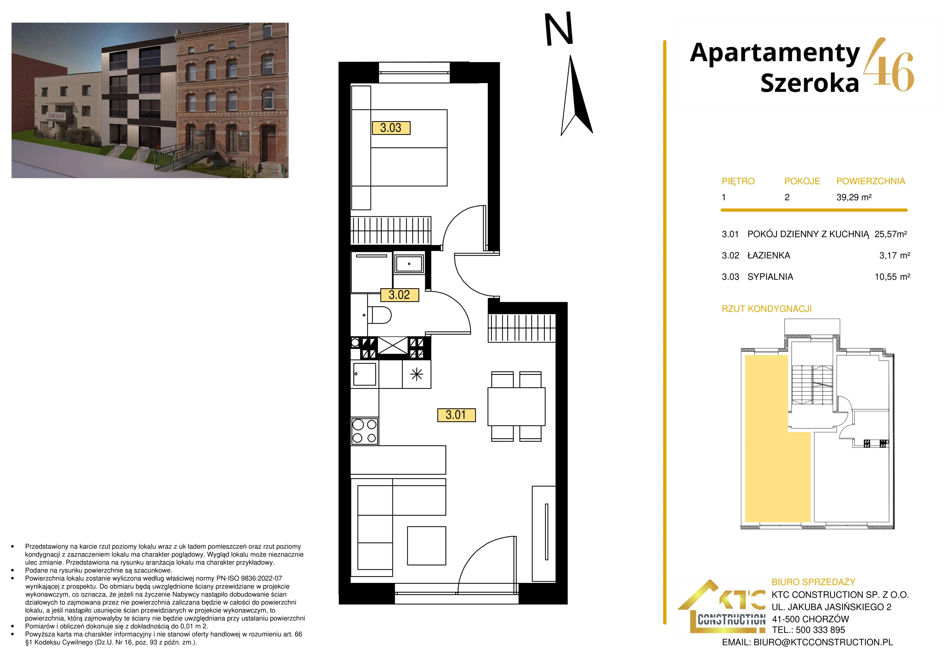 2 pokoje, mieszkanie 38,50 m², piętro 1, oferta nr M3, Apartamenty Szeroka 46, Katowice, Zawodzie, ul. Szeroka 46