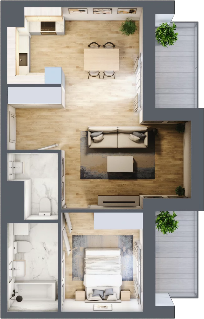 2 pokoje, mieszkanie 51,64 m², piętro 6, oferta nr 153, Waterlane Vibe, Łódź, Polesie, Stare Polesie, ul. 28 Pułku Strzelców Kaniowskich 29
