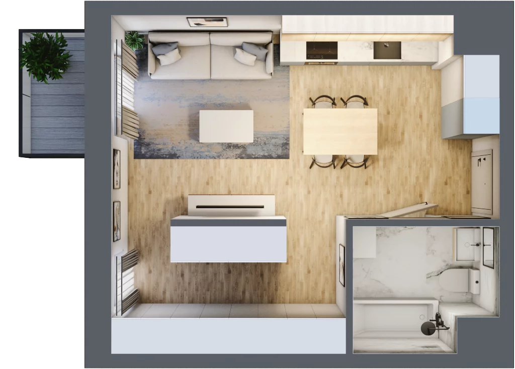 1 pokój, mieszkanie 34,65 m², piętro 1, oferta nr 18, Waterlane Vibe, Łódź, Polesie, Stare Polesie, ul. 28 Pułku Strzelców Kaniowskich 29