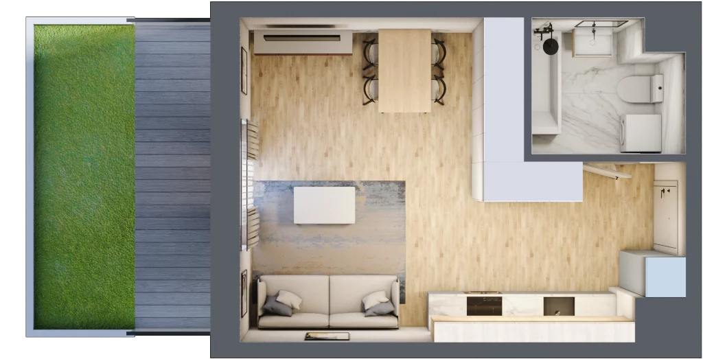 1 pokój, mieszkanie 31,01 m², parter, oferta nr 8, Waterlane Vibe, Łódź, Polesie, Stare Polesie, ul. 28 Pułku Strzelców Kaniowskich 29