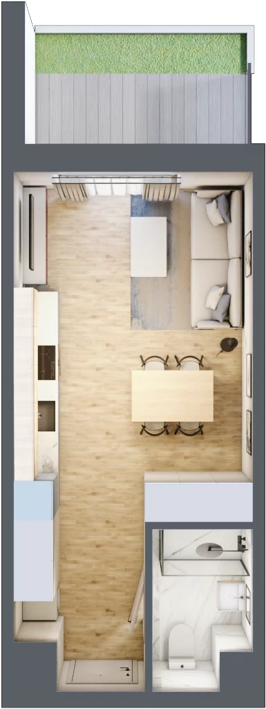 1 pokój, mieszkanie 27,83 m², parter, oferta nr 11, Waterlane Vibe, Łódź, Polesie, Stare Polesie, ul. 28 Pułku Strzelców Kaniowskich 29