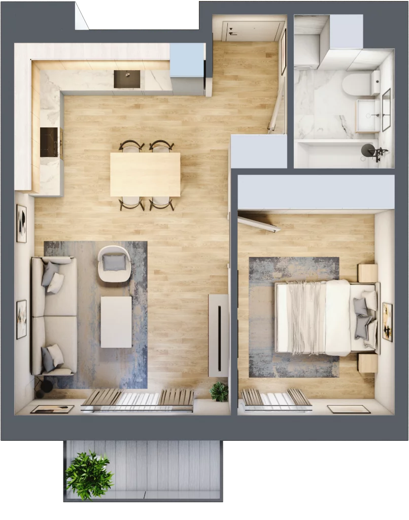 2 pokoje, mieszkanie 44,20 m², piętro 4, oferta nr 114, Waterlane Vibe, Łódź, Polesie, Stare Polesie, ul. 28 Pułku Strzelców Kaniowskich 29