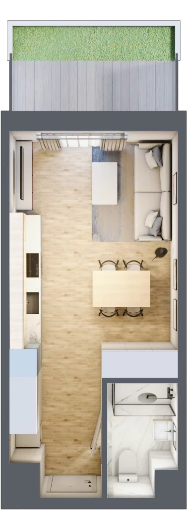 1 pokój, mieszkanie 27,83 m², parter, oferta nr 15, Waterlane Vibe, Łódź, Polesie, Stare Polesie, ul. 28 Pułku Strzelców Kaniowskich 29